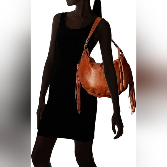 PATRICIA NASH Navy Blue Leather Fringe Shoulder Bag - Picture 15 of 16